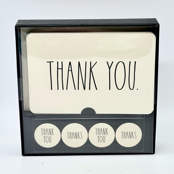 Rae Dunn THANK YOU. (White) Note Card Set with Envelopes and Stickers - Picture 1 of 5